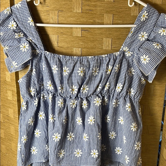 Blue Ruffled Smocked Blouse - Picture 3 of 3